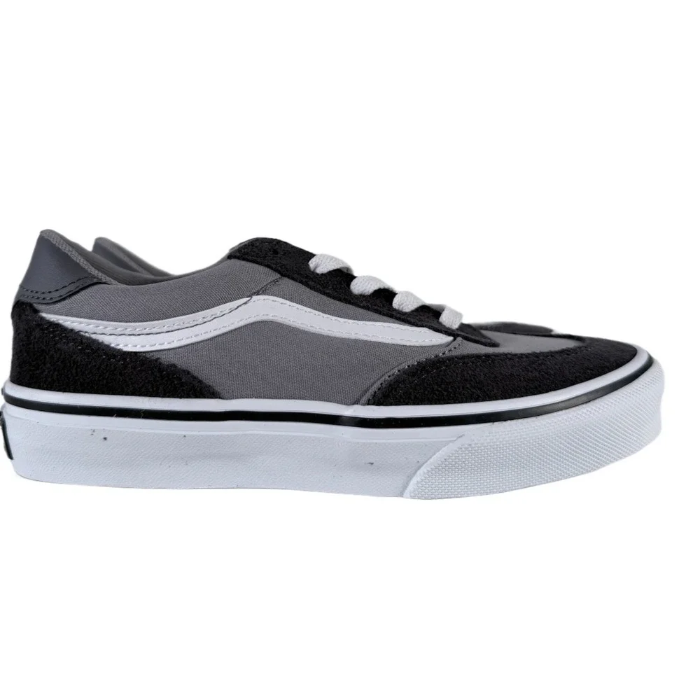 New Adorable Vans Brooklyn LS Little Boys Comfort Shoes Size 3 Youth 2 Tone Gray